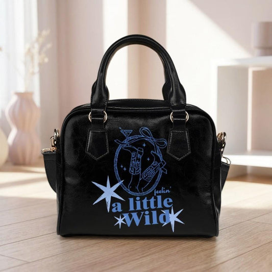 Cosmic Cowgirl Satchel Handbag, Black Western Star Shoulder Bag, Edgy Rodeo Accessory