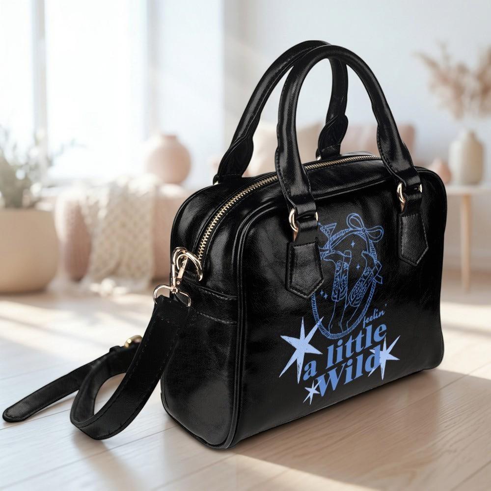 Cosmic Cowgirl Satchel Handbag, Black Western Star Shoulder Bag, Edgy Rodeo Accessory