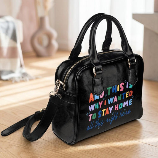 Introvert Girl Gift, Colorful Typography Slogan Purse, Top Handle Handbag, Black Satchel Bag