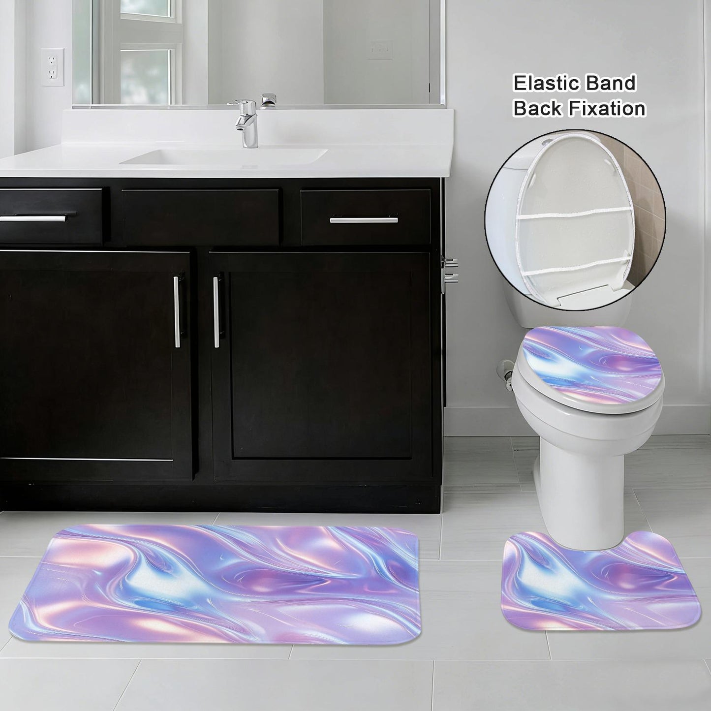 Holographic pastel shower curtain, dopamine soft girl bathroom decor, dreamy rainbow swirl print, y2k aesthetic bath upgrade, gift idea