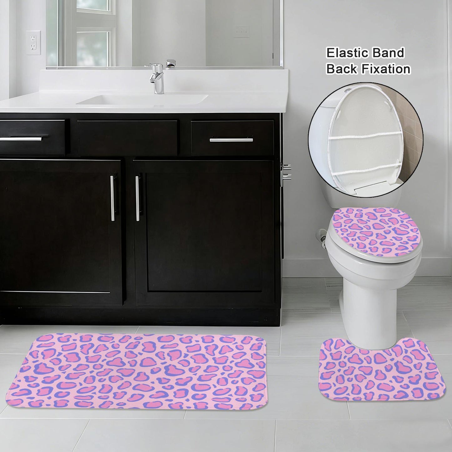 Pink Leopard Shower Curtain, Purple Cheetah Print Bathroom Decor, Funky Maximalist Bath