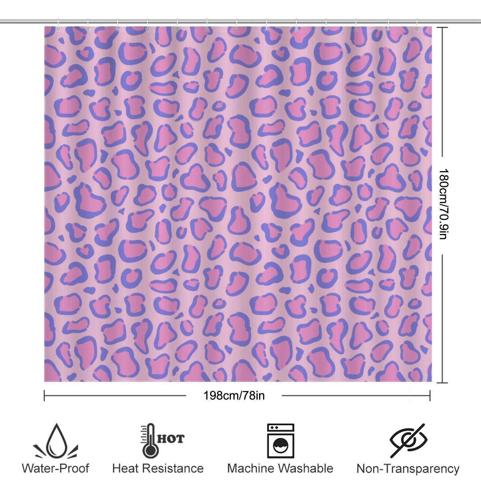 Pink Leopard Shower Curtain, Purple Cheetah Print Bathroom Decor, Funky Maximalist Bath
