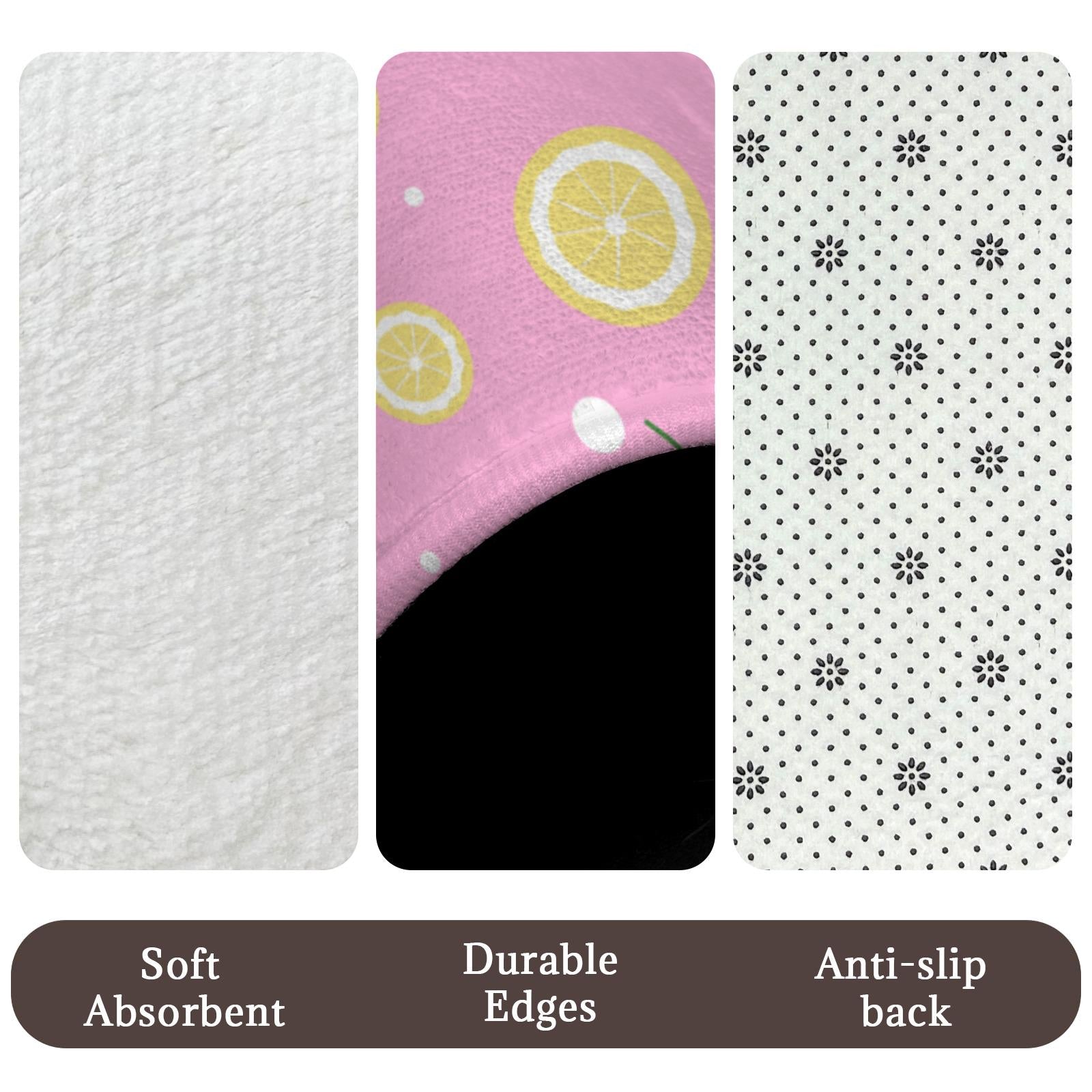 Lemon Shower Curtain, Pink Citrus Floral Print, Dopamine Decor