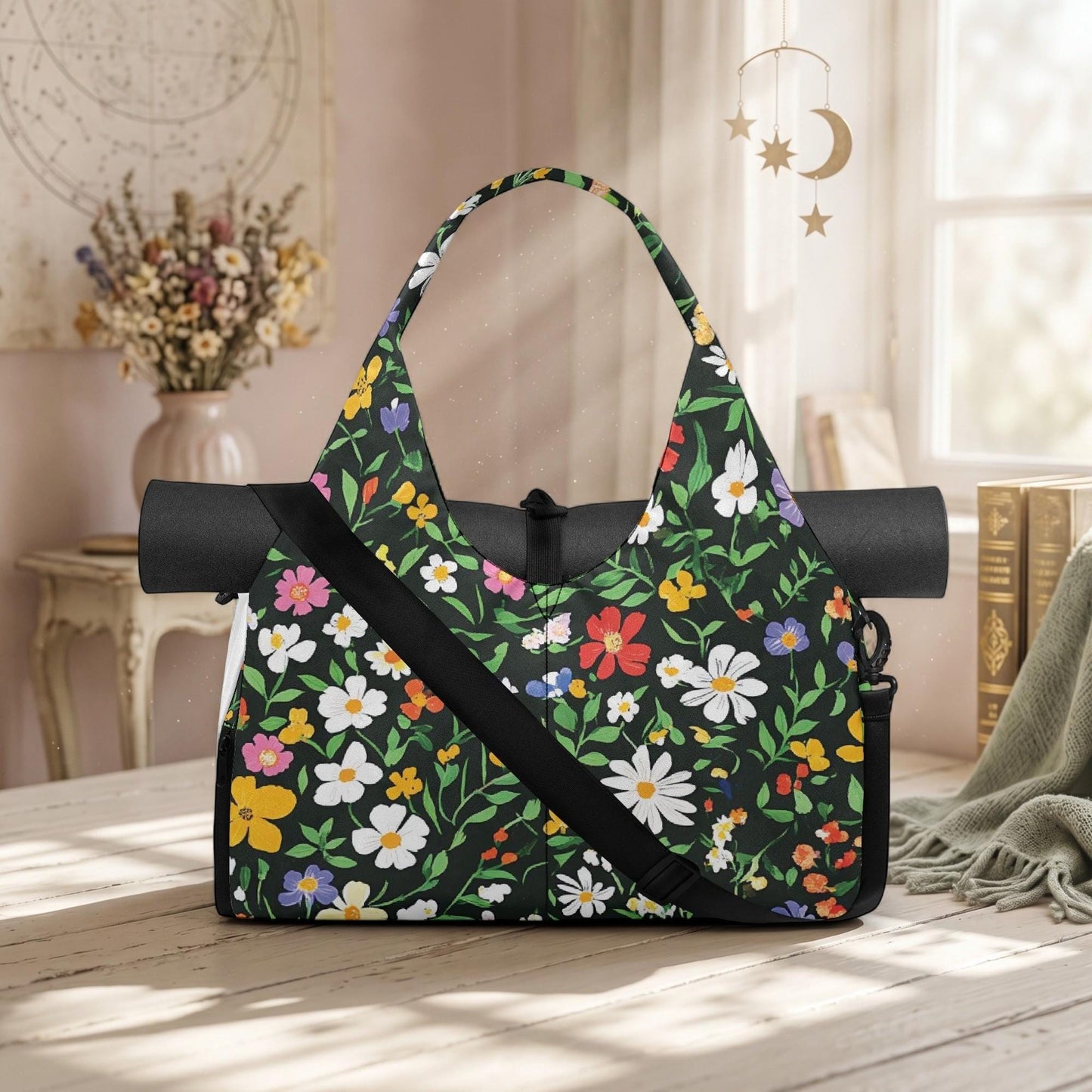 Floral Hobo Bag, Wildflower Print Shoulder Purse, Cottagecore Handbag