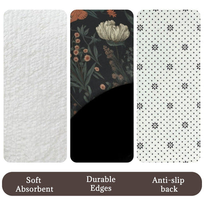Dark Floral Butterfly Bathroom Rug Set, Moody Botanical Trio Mat Decor