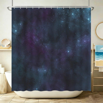 Deep Space Nebula Shower Curtain, Purple Stars Galaxy Bath Decor