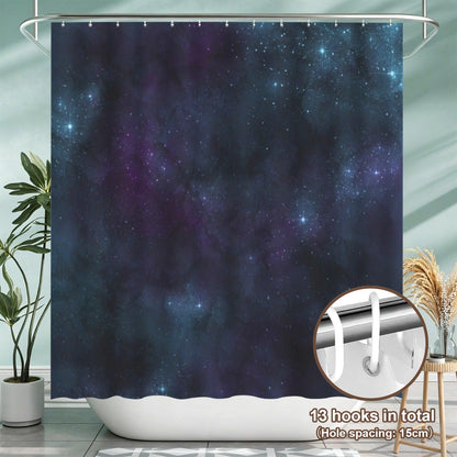 Deep Space Nebula Shower Curtain, Purple Stars Galaxy Bath Decor