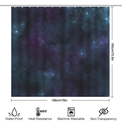 Deep Space Nebula Shower Curtain, Purple Stars Galaxy Bath Decor