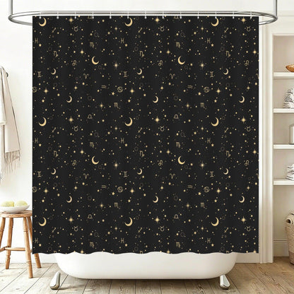 Celestial Zodiac Shower Curtain, Astrology Moon Star Bathroom Decor