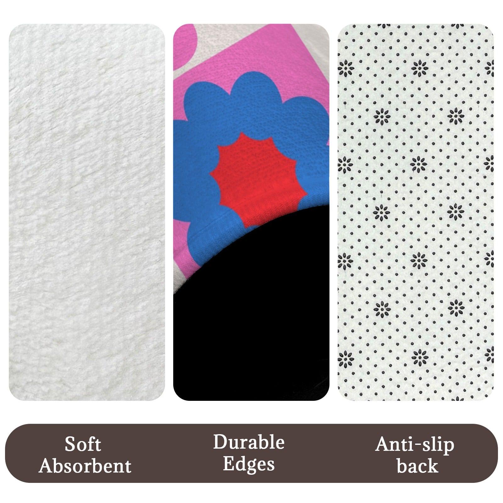 Retro Mod Fruit Bathroom Rug Set, Colorful Geometric 3-Piece Bath Mat