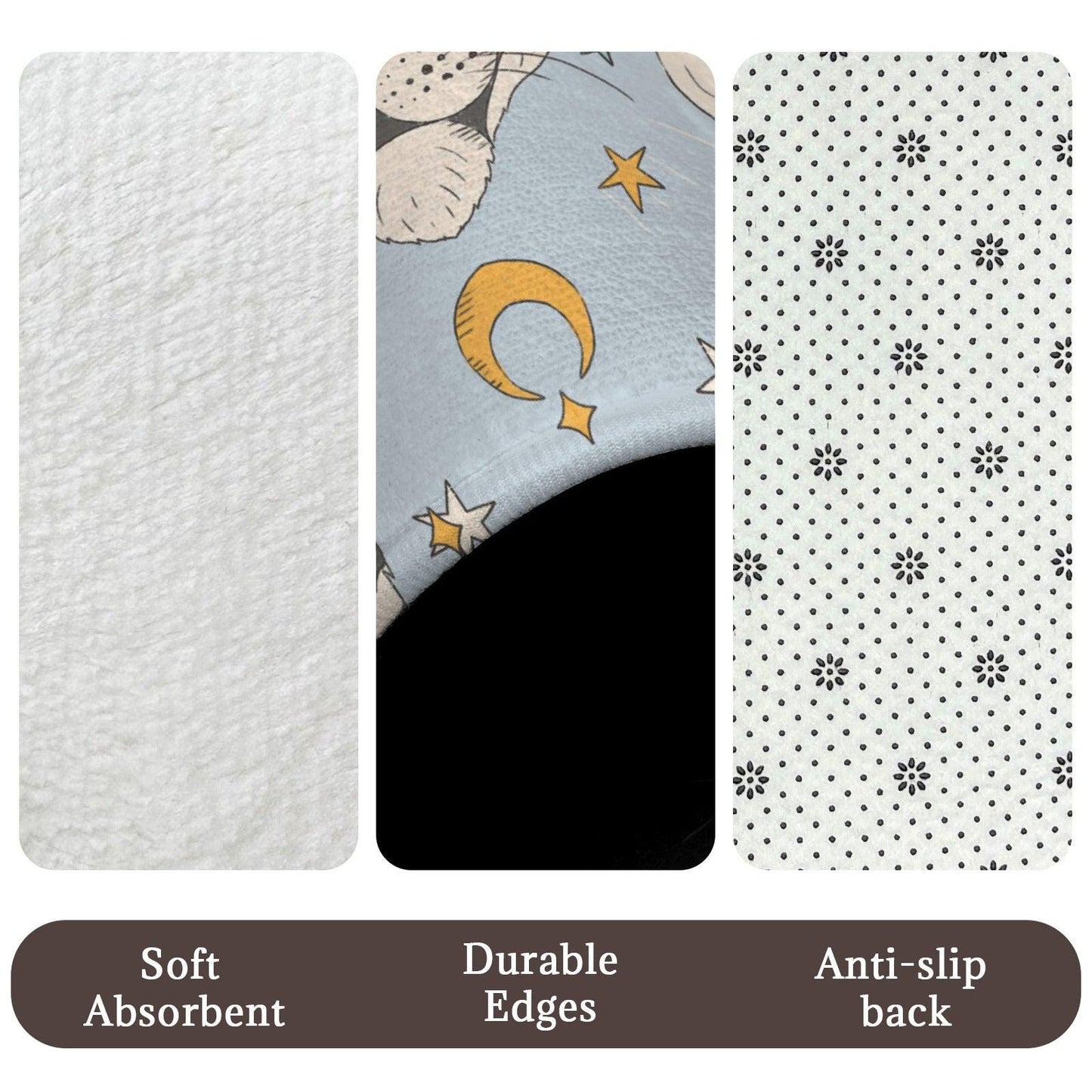 Boho Tiger Celestial Bath Rug Set, Moon Stars Bathroom Decor, Whimsical Tiger Mat