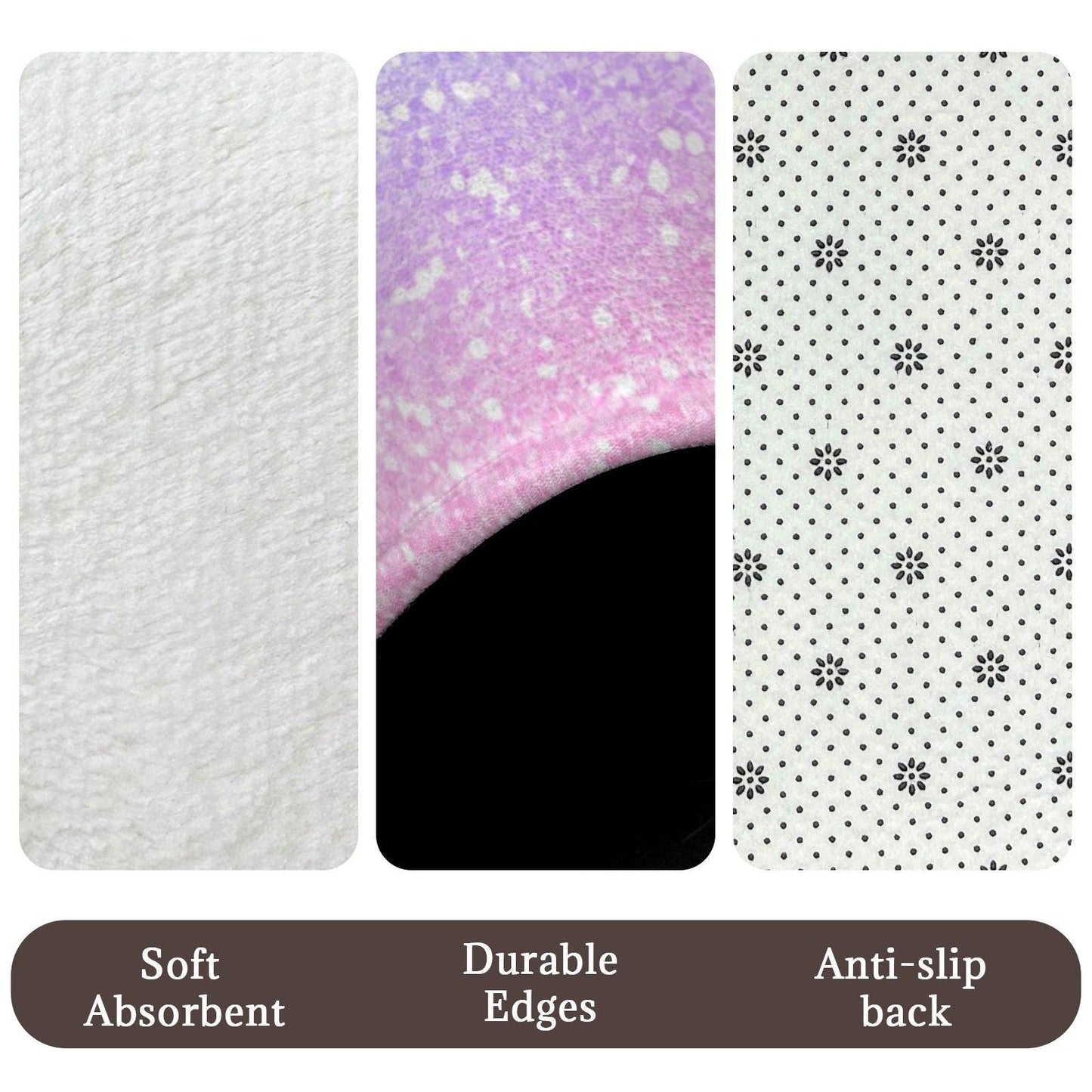 Ombre Glitter Bathroom Rug Set, Pastel Rainbow Bath Mat Trio, Dreamy Dorm Decor