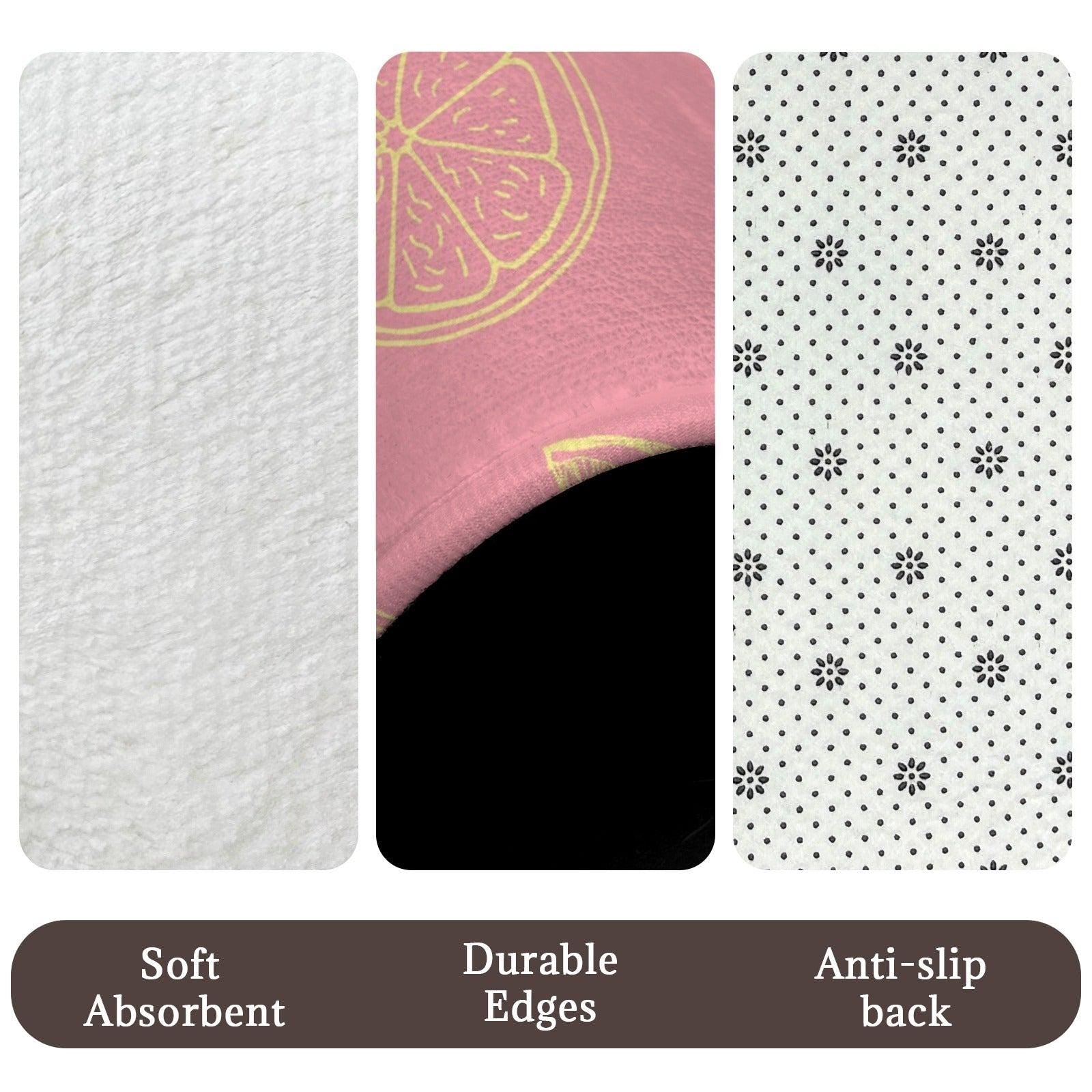 Pink Citrus Bathroom Rug Set, Lemon Grapefruit Slices Summer Decor Trio