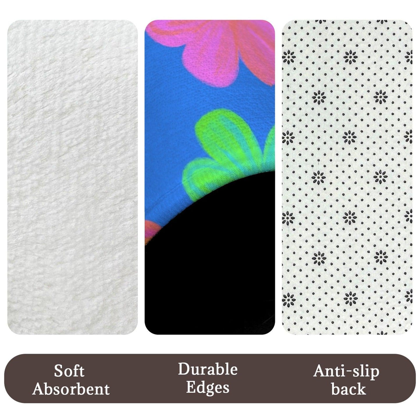 Groovy Flower Bathroom Rug Set, Neon Daisy Bath Mat Trio, Retro Y2K Decor