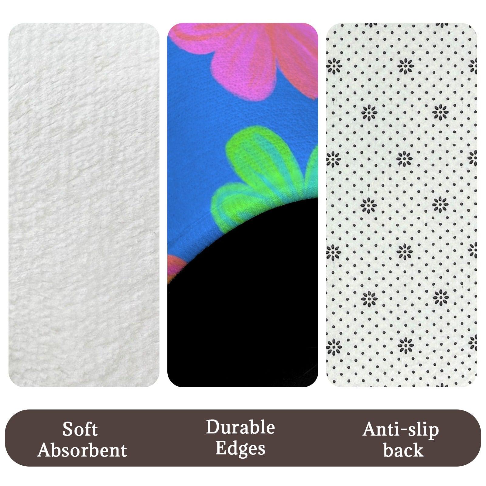 Groovy Flower Bathroom Rug Set, Neon Daisy Bath Mat Trio, Retro Y2K Decor