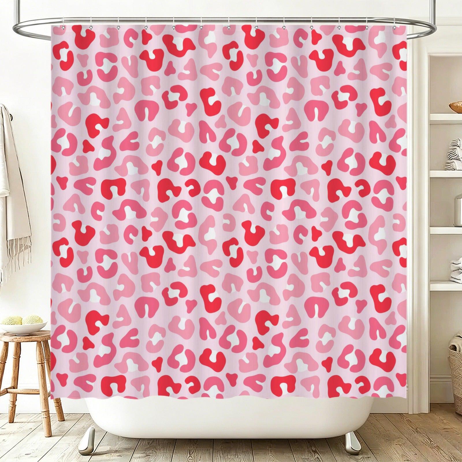 Pink Leopard Shower Curtain, Coquette Girly Animal Print Bath Decor