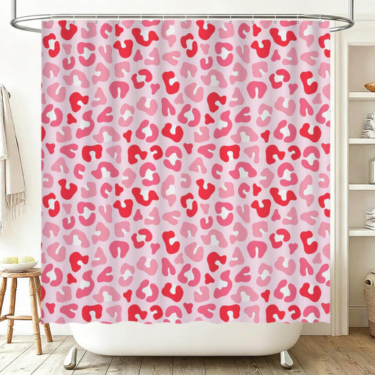 Pink Leopard Shower Curtain, Coquette Girly Animal Print Bath Decor