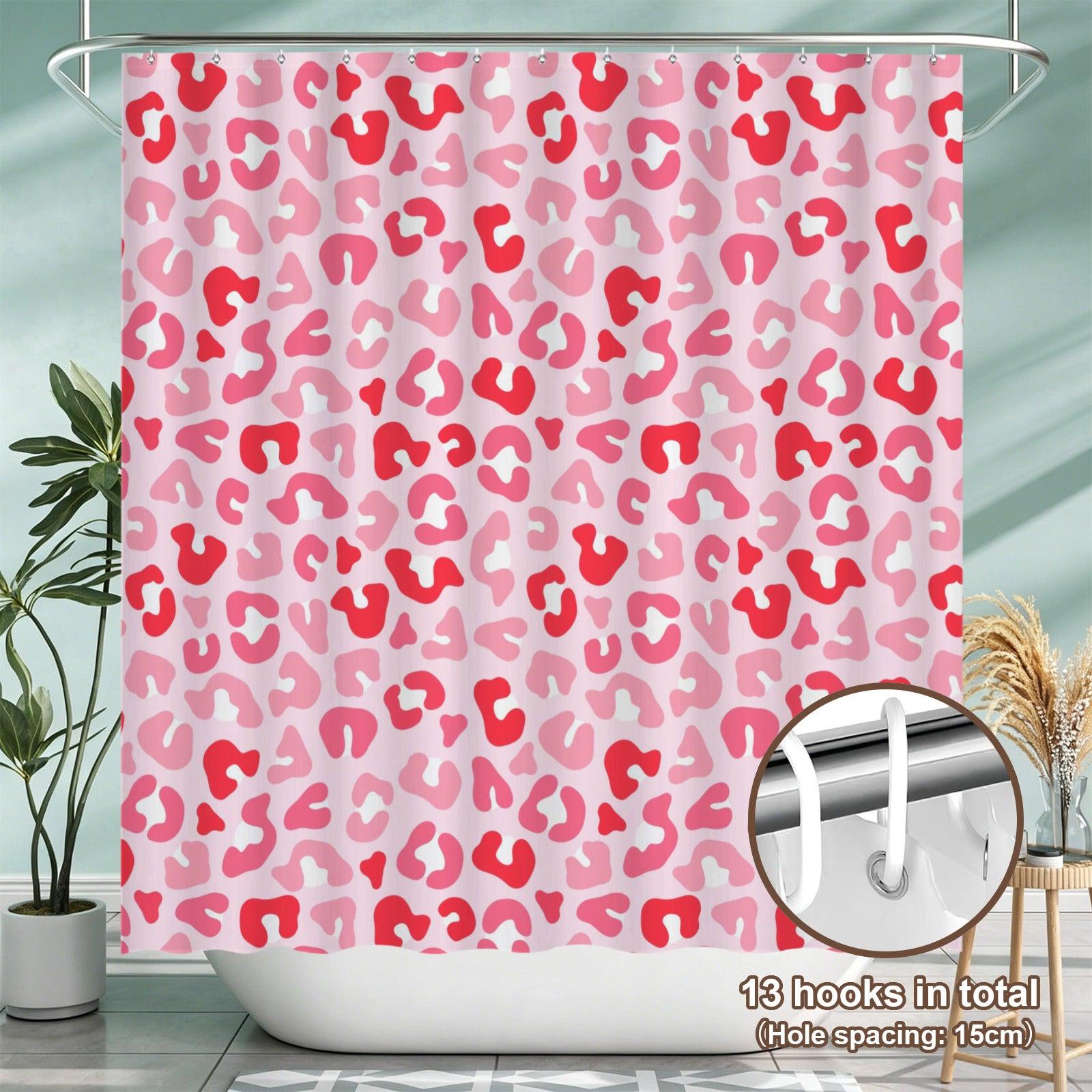 Pink Leopard Shower Curtain, Coquette Girly Animal Print Bath Decor