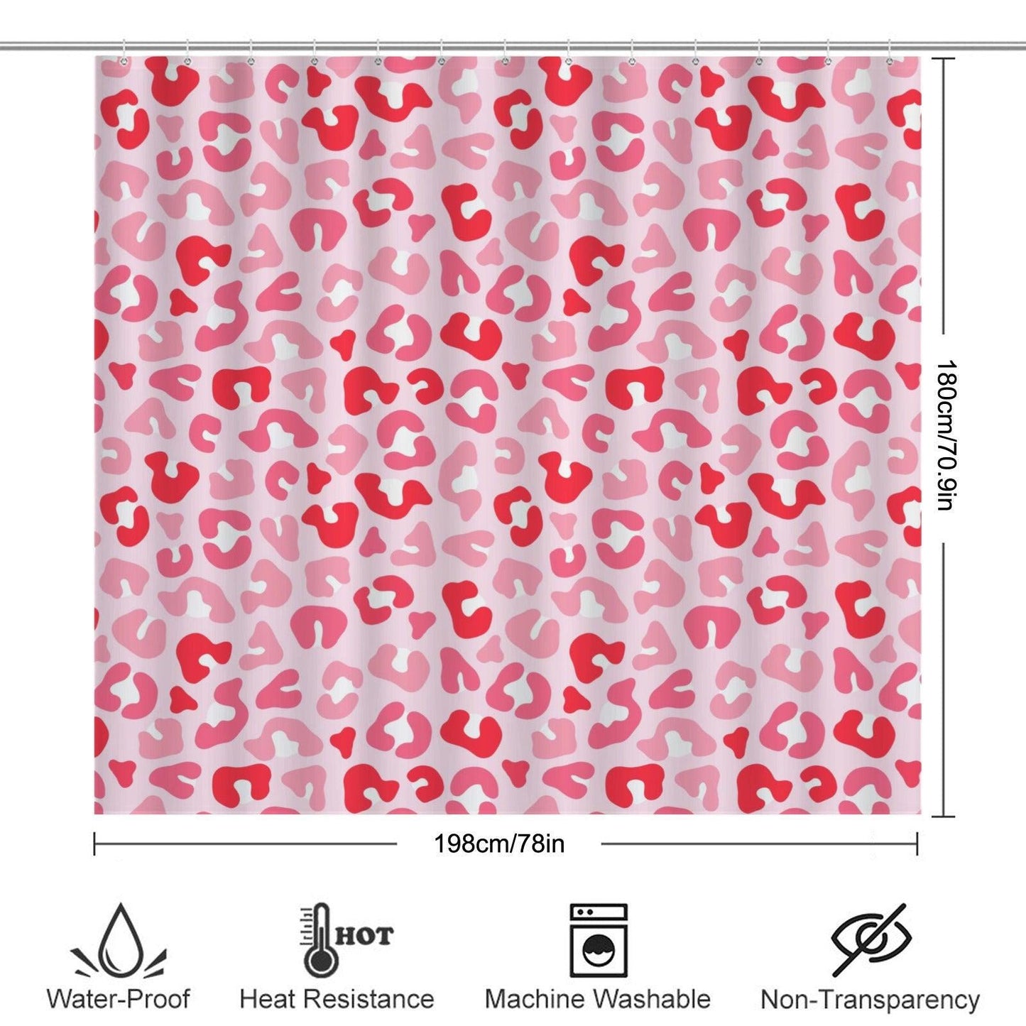 Pink Leopard Shower Curtain, Coquette Girly Animal Print Bath Decor