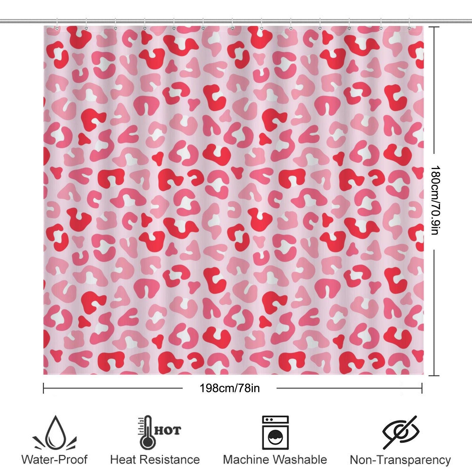 Pink Leopard Shower Curtain, Coquette Girly Animal Print Bath Decor