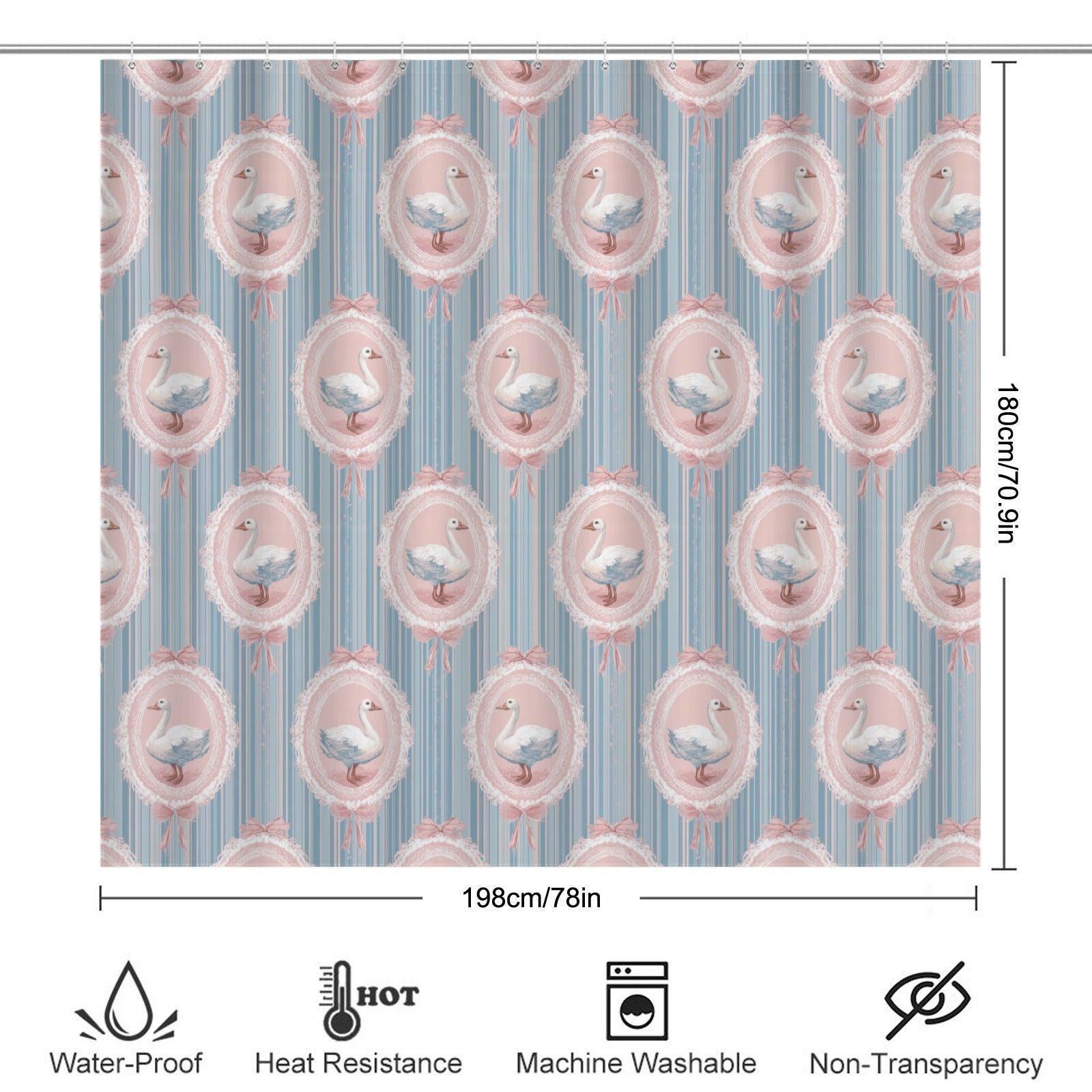 Swan Bathroom Rug Set, Coquette Cottagecore Bath Mat Trio, Pink Blue Powder Room Accessory
