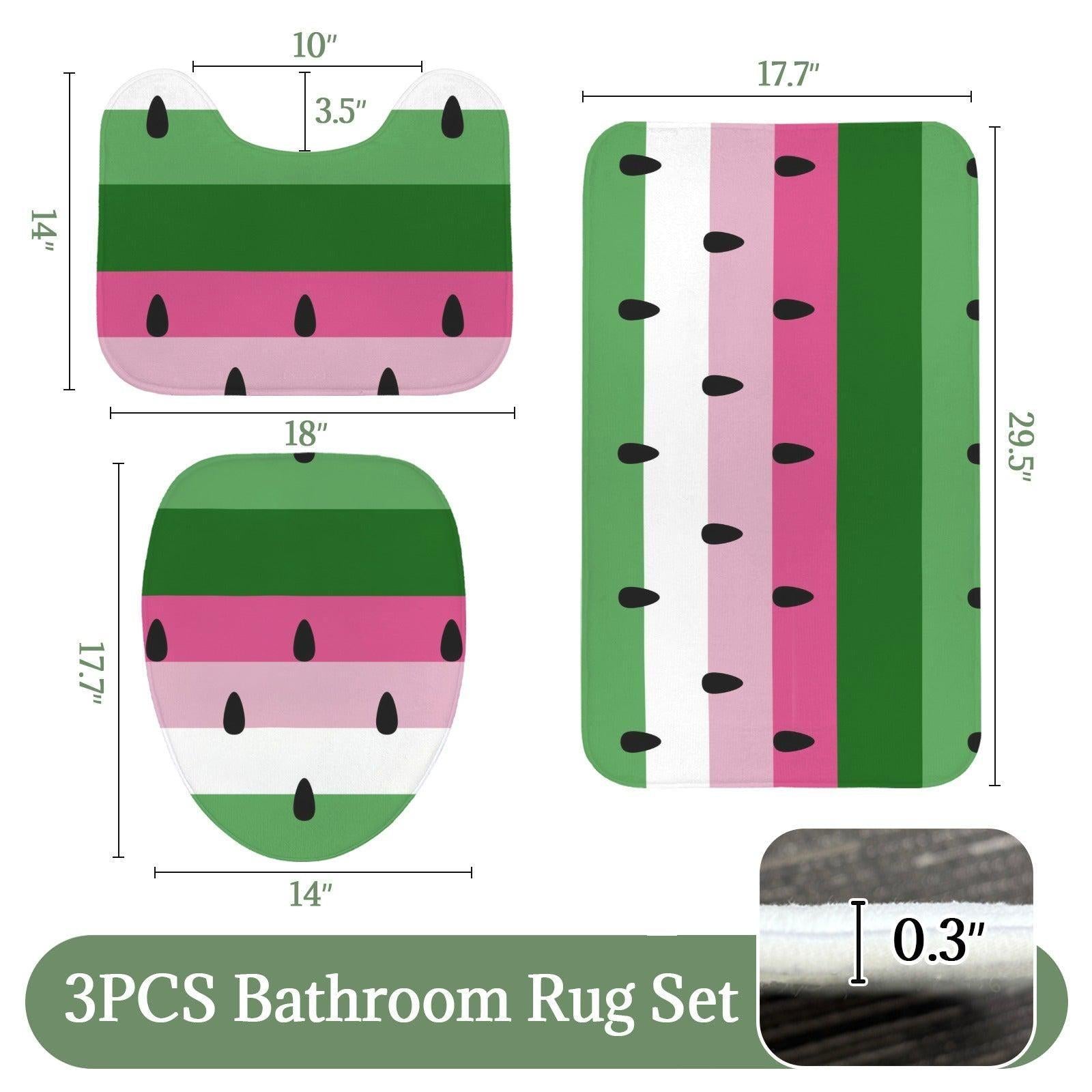 Watermelon Shower Curtain, Pink Green Fruit Stripes, Modern Bathroom Decor