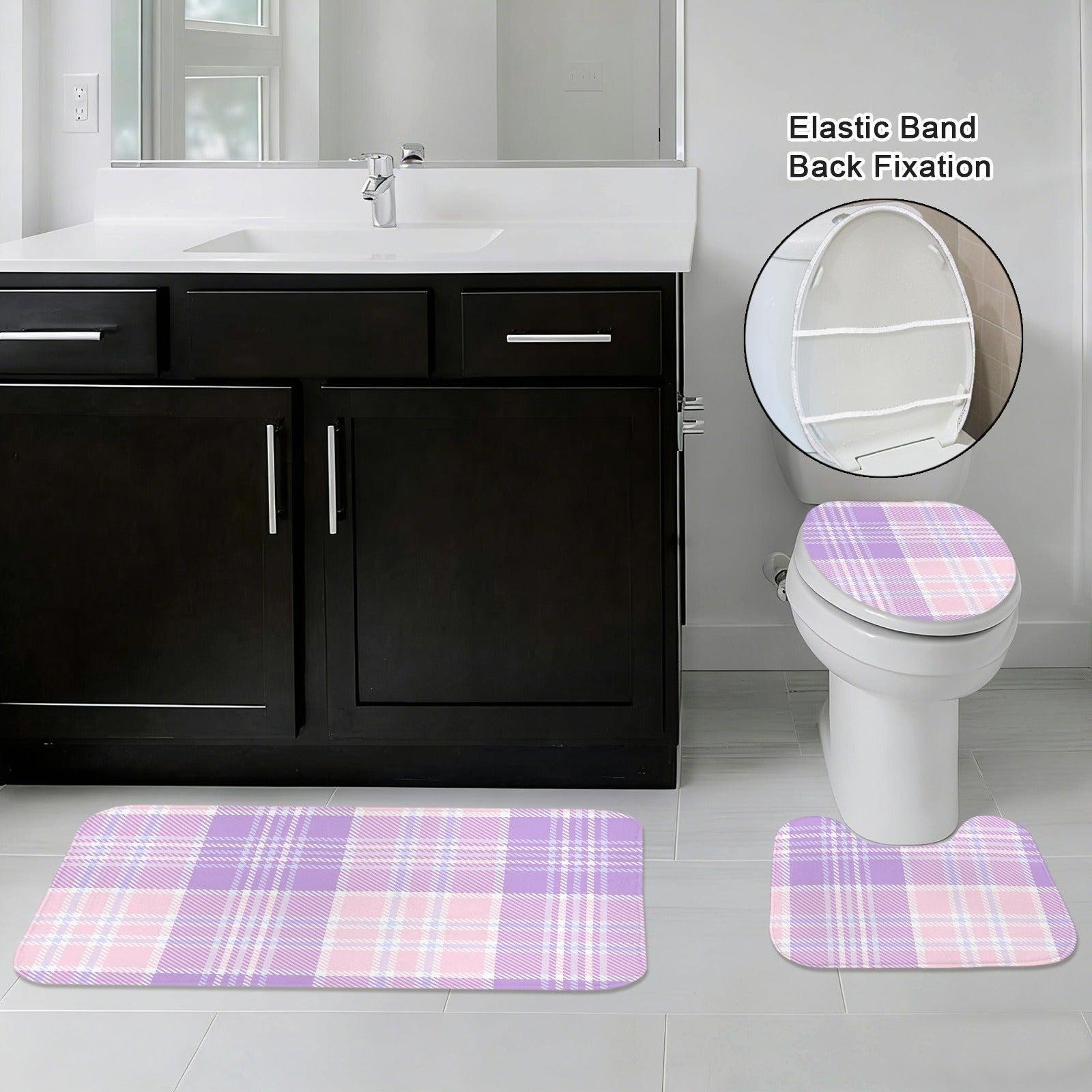 Pink Lavender Plaid Shower Curtain, Pastel Tartan Bathroom Decor, Preppy Coquette Bath Curtain