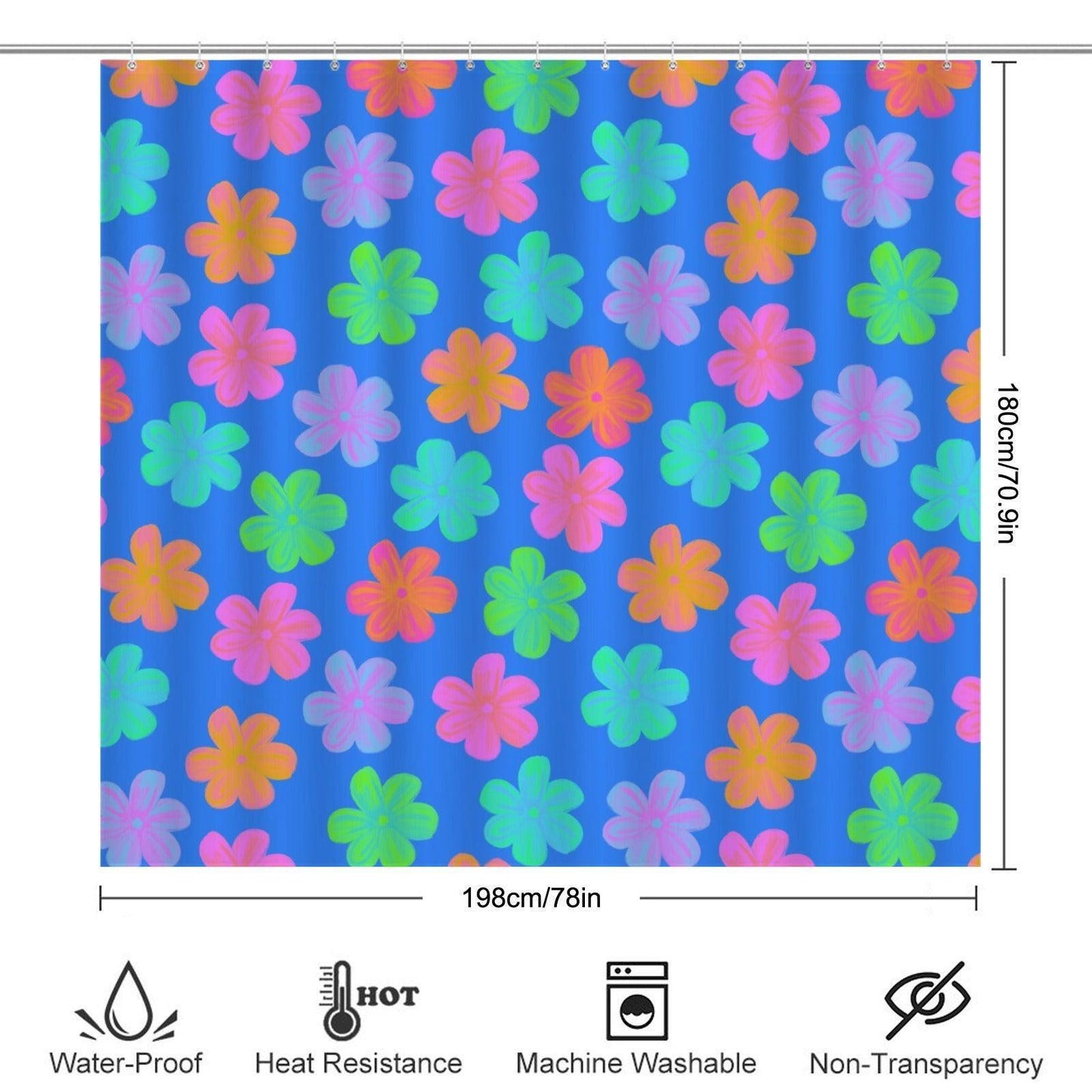 Groovy Flower Bathroom Rug Set, Neon Daisy Bath Mat Trio, Retro Y2K Decor