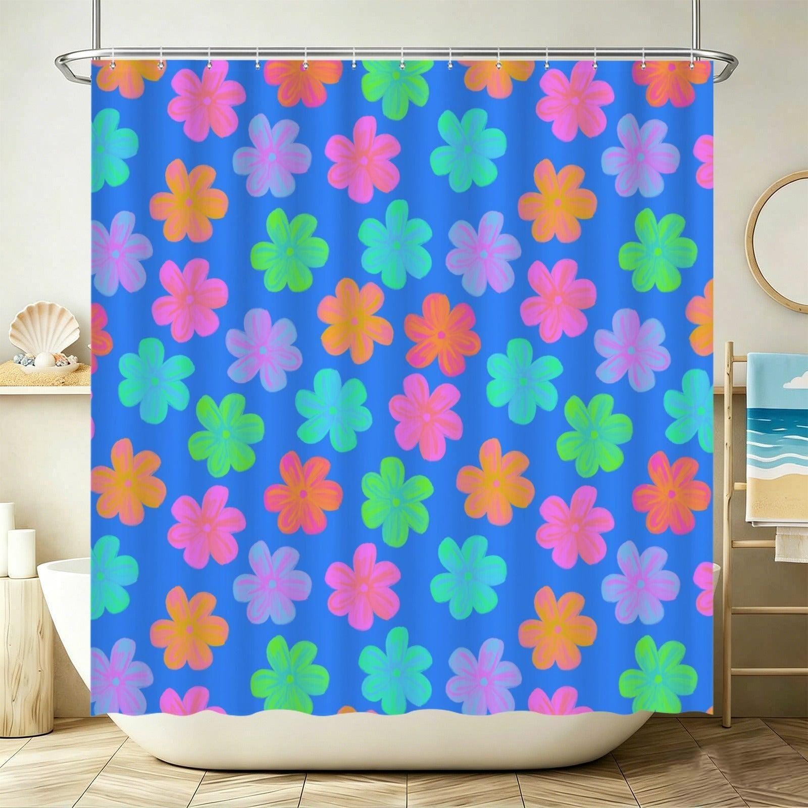 Groovy Flower Bathroom Rug Set, Neon Daisy Bath Mat Trio, Retro Y2K Decor