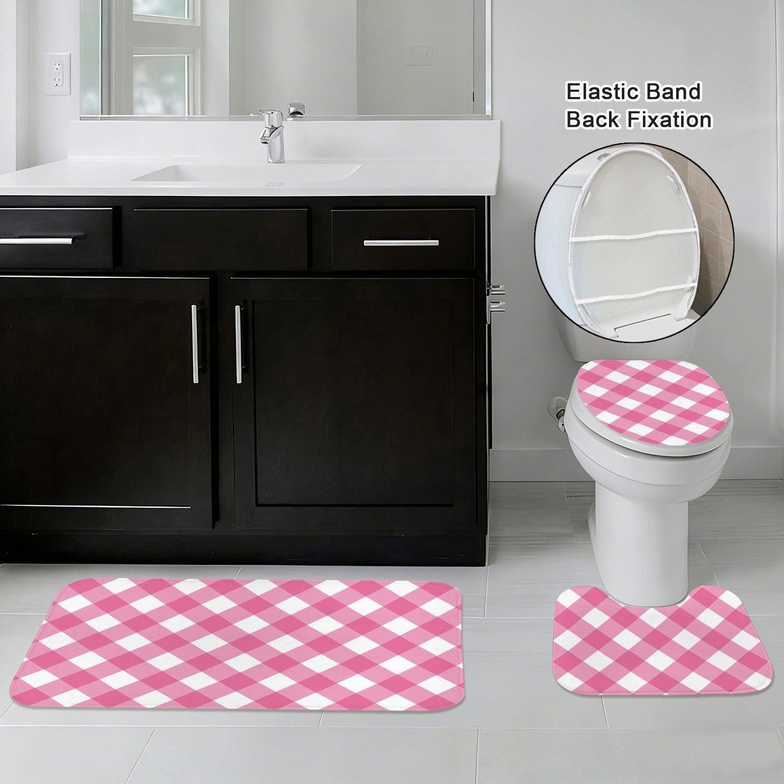 Pink Gingham Shower Curtain, Checkered Bathroom Decor, Preppy Bath Accent