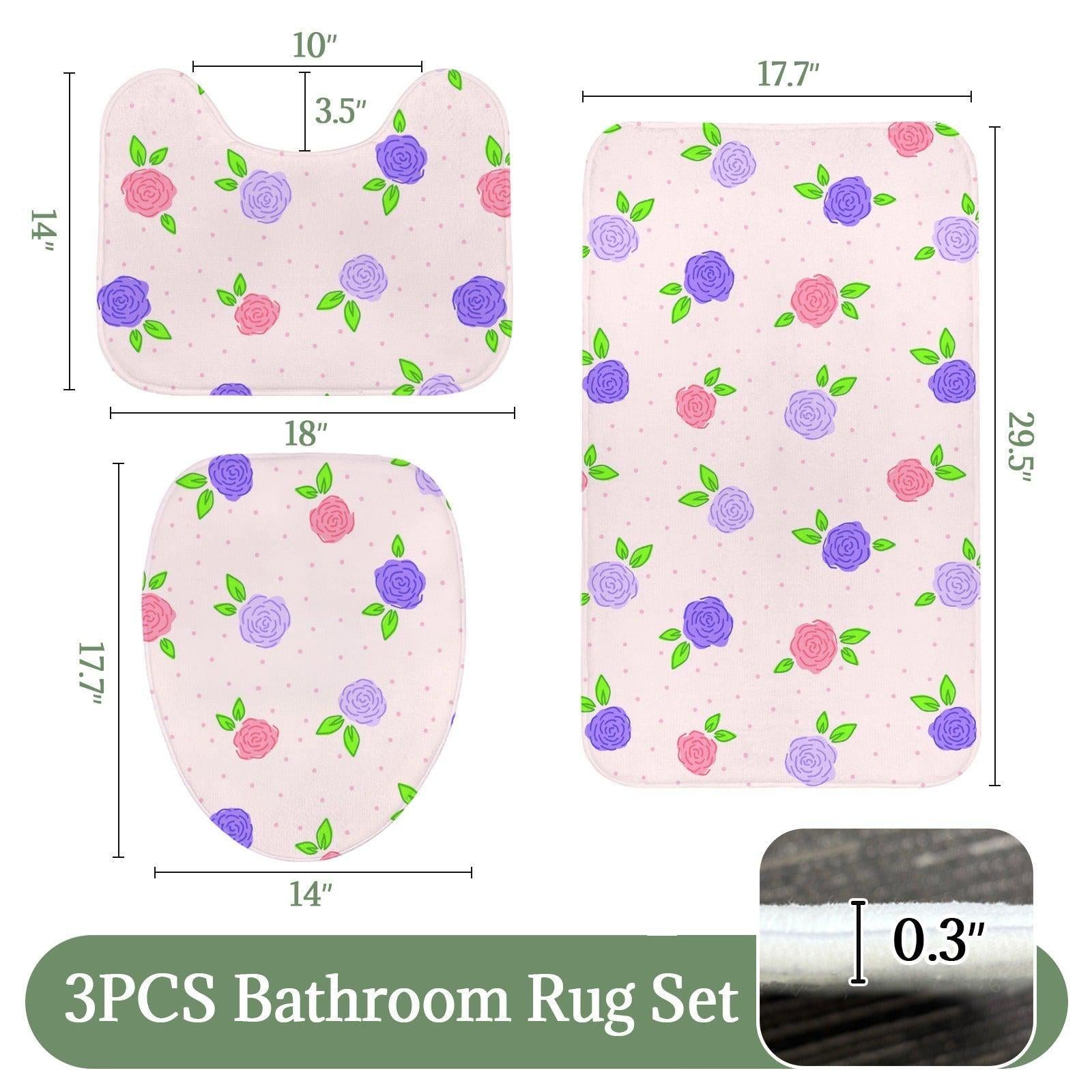 Floral Shower Curtain, Pink Purple Roses, Cottagecore Bathroom Decor