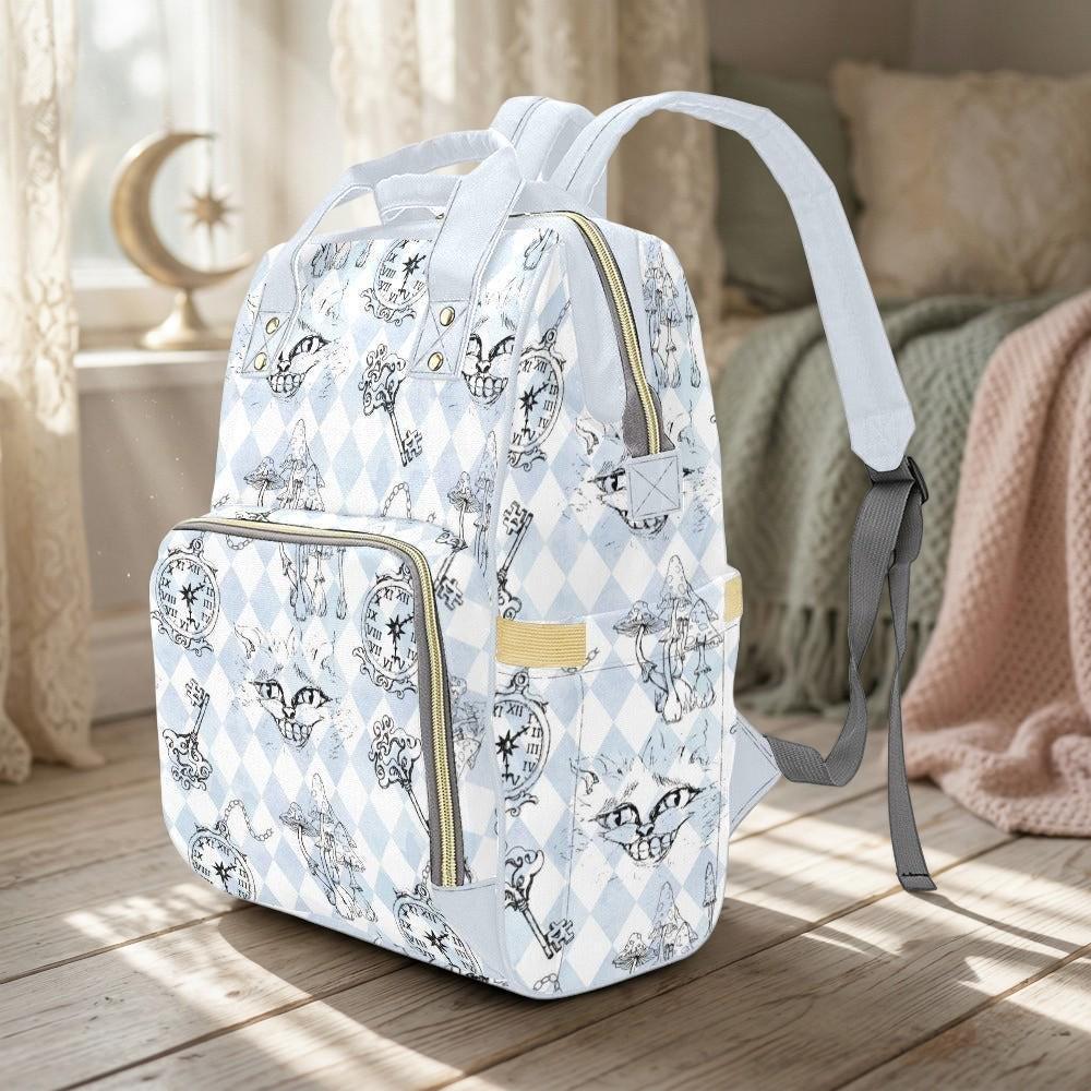 Storybook Diaper Bag Backpack, Fantasy Clock Key Print, Baby Travel Organizer