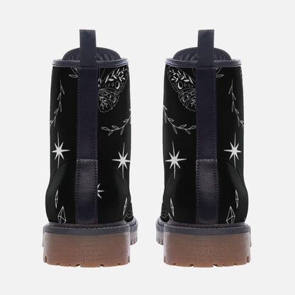 Black Celestial Print Combat Boots