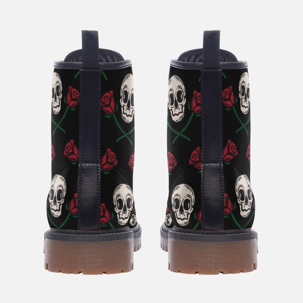 Skull Rose Combat Boots