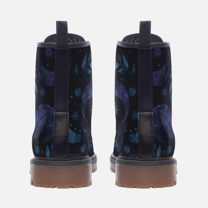Moon Forest Vegan Leather Combat Boots, Witchy Festival Boots