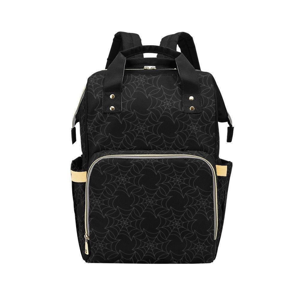 Spiderweb Pattern Diaper Backpack, Gothic Baby Bag, Occult Web Design