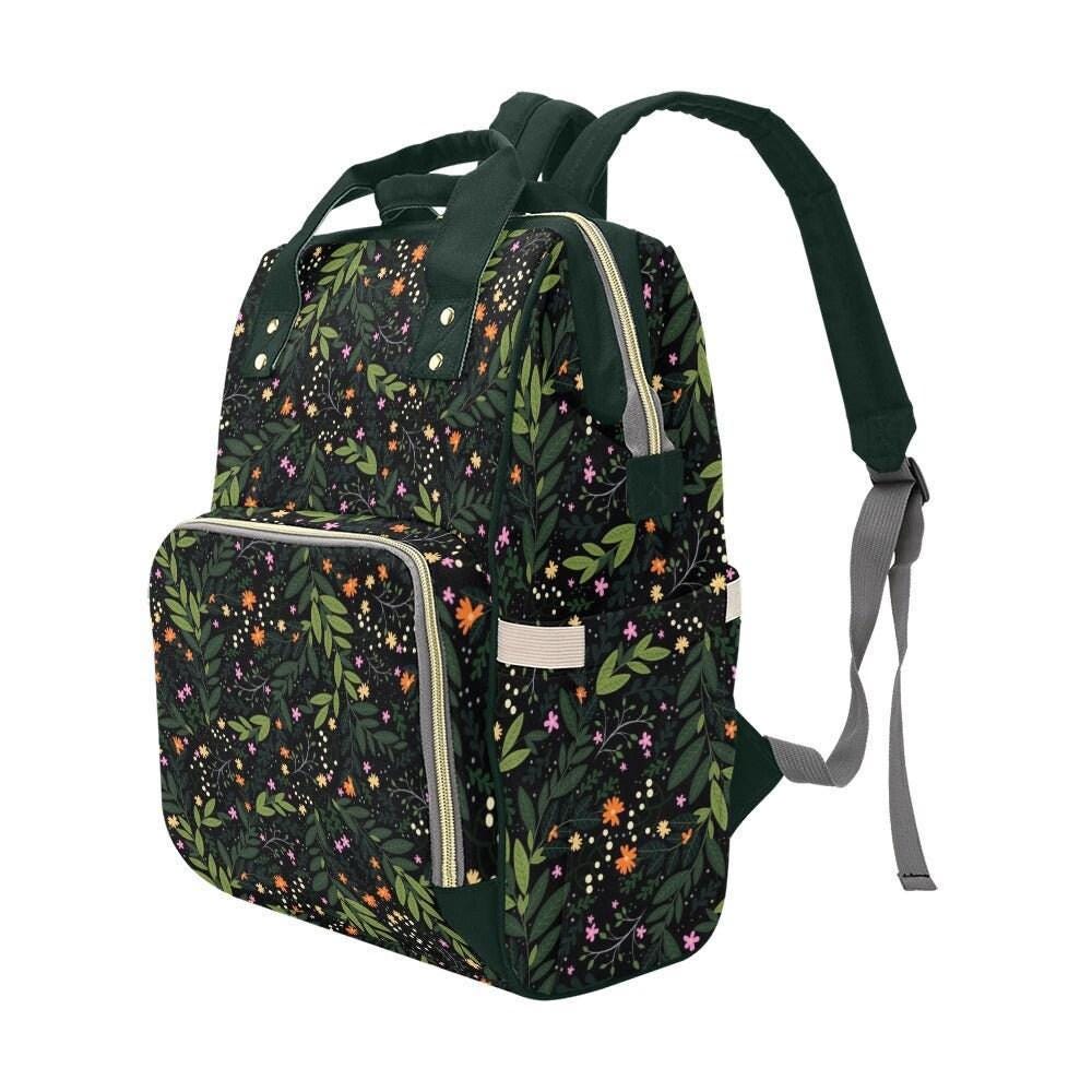 Diaper Bag Backpack, Floral Mom Baby Travel Bag, Nursery Organizer, Stroller Ready Pack