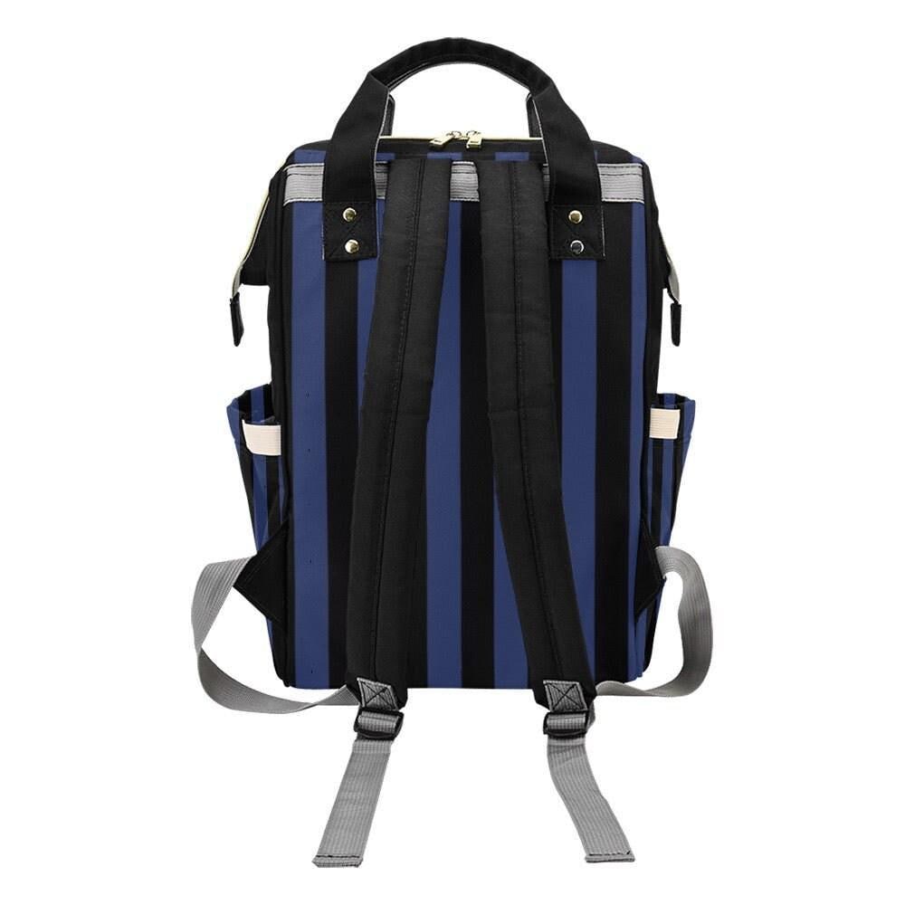 Blue Stripe Diaper Backpack, Baby Travel Bag, Modern Mom Backpack, Nursery Organizer