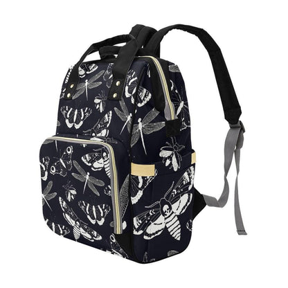 Diaper Bag Backpack, Insect Print Baby Travel Bag, Moth Dragonfly Mom Backpack