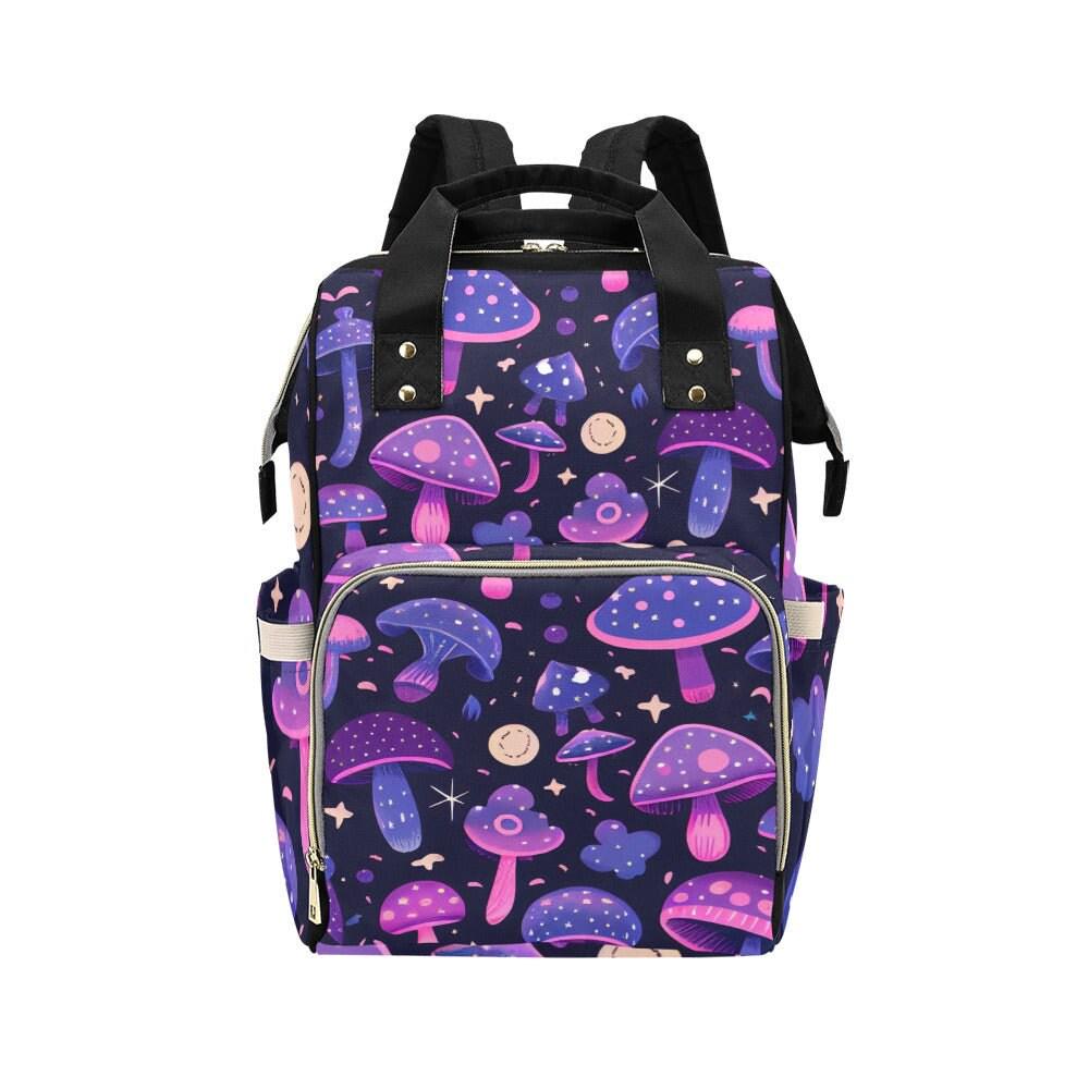 Mushroom Diaper Bag Backpack, Celestial Baby Bag, Boho Mom Backpack, Nursery Travel Organizer