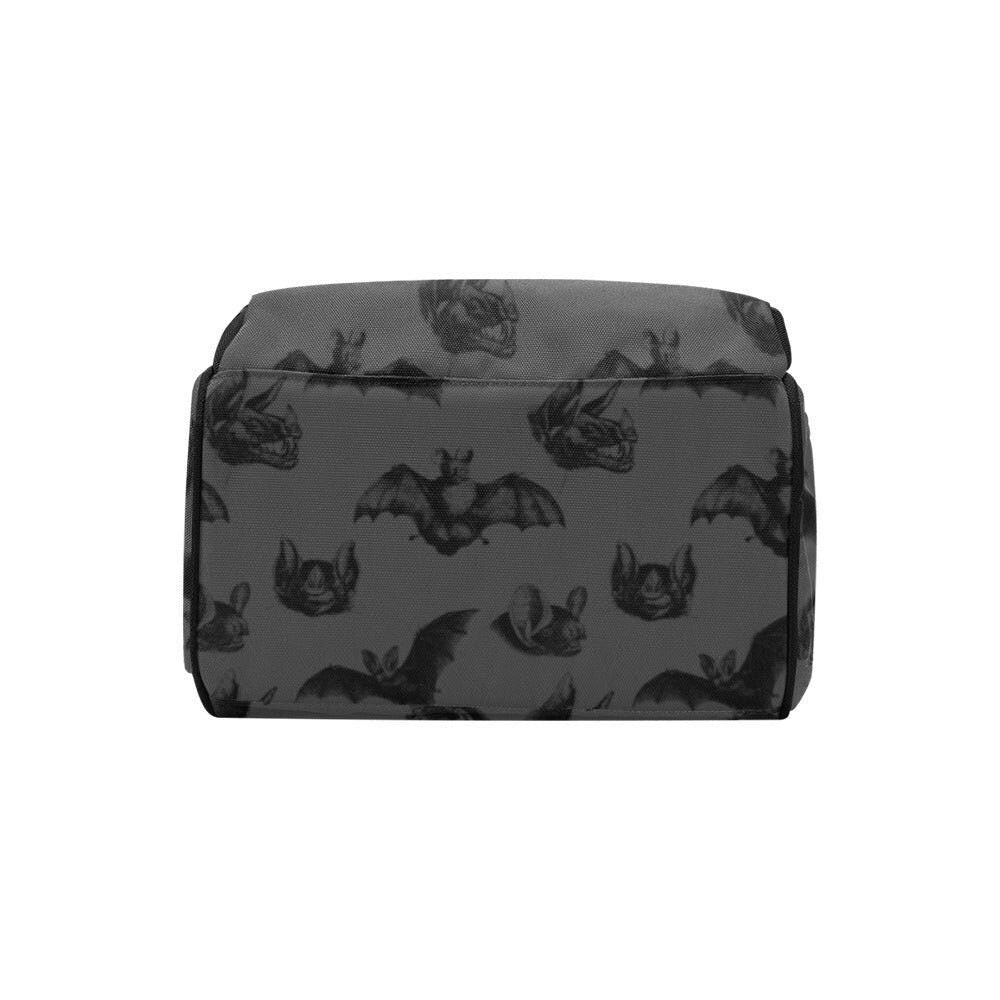 Spooky Bat Print Diaper Bag, Gothic Baby Backpack, Halloween Nappy Tote