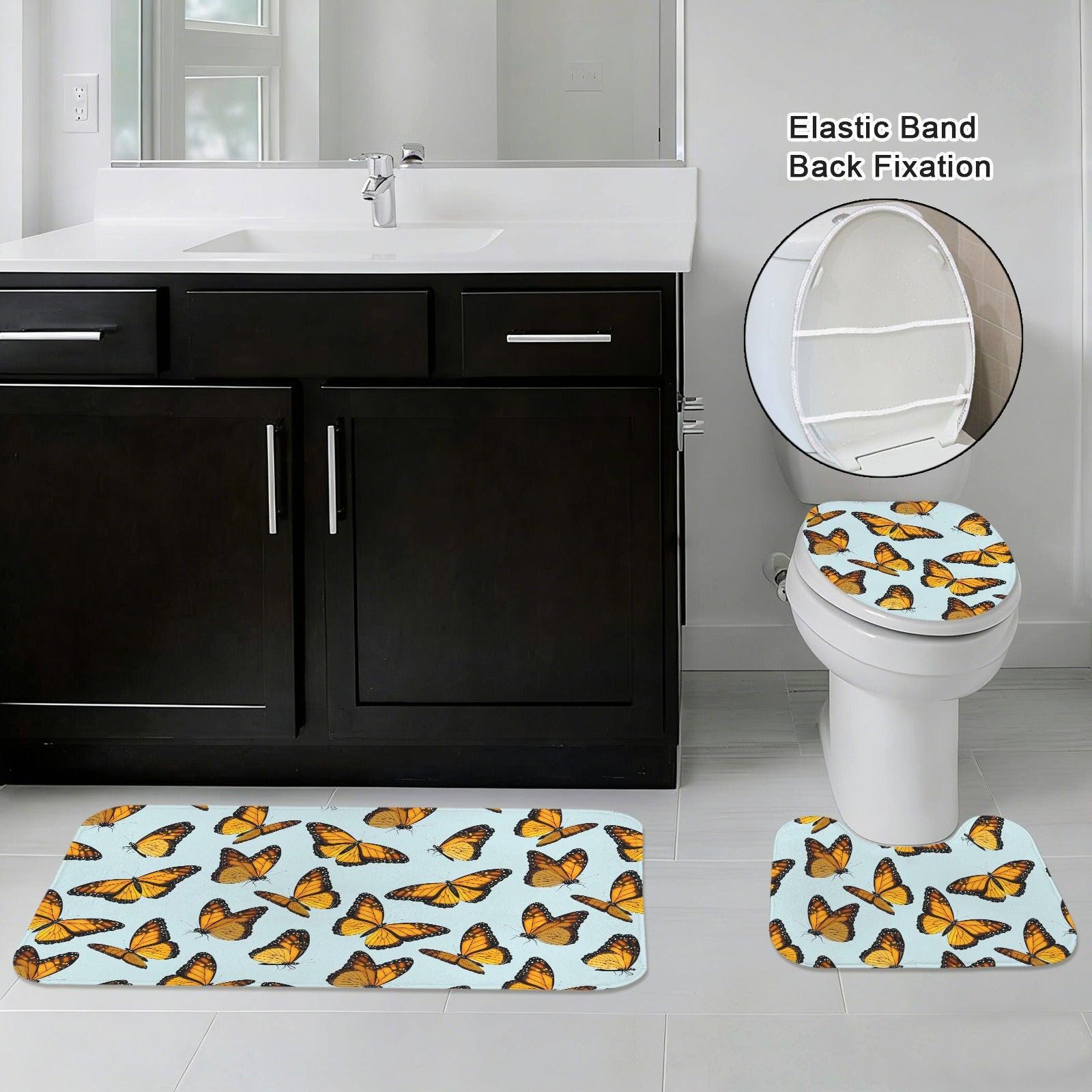 Monarch Butterfly Shower Curtain, Sky Blue Nature Bath Decor, Cottage Garden Accent