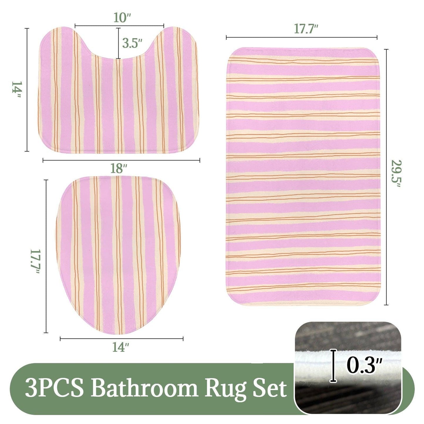 Pink Wavy Stripe Shower Curtain, Blush Cream Preppy Bathroom Decor