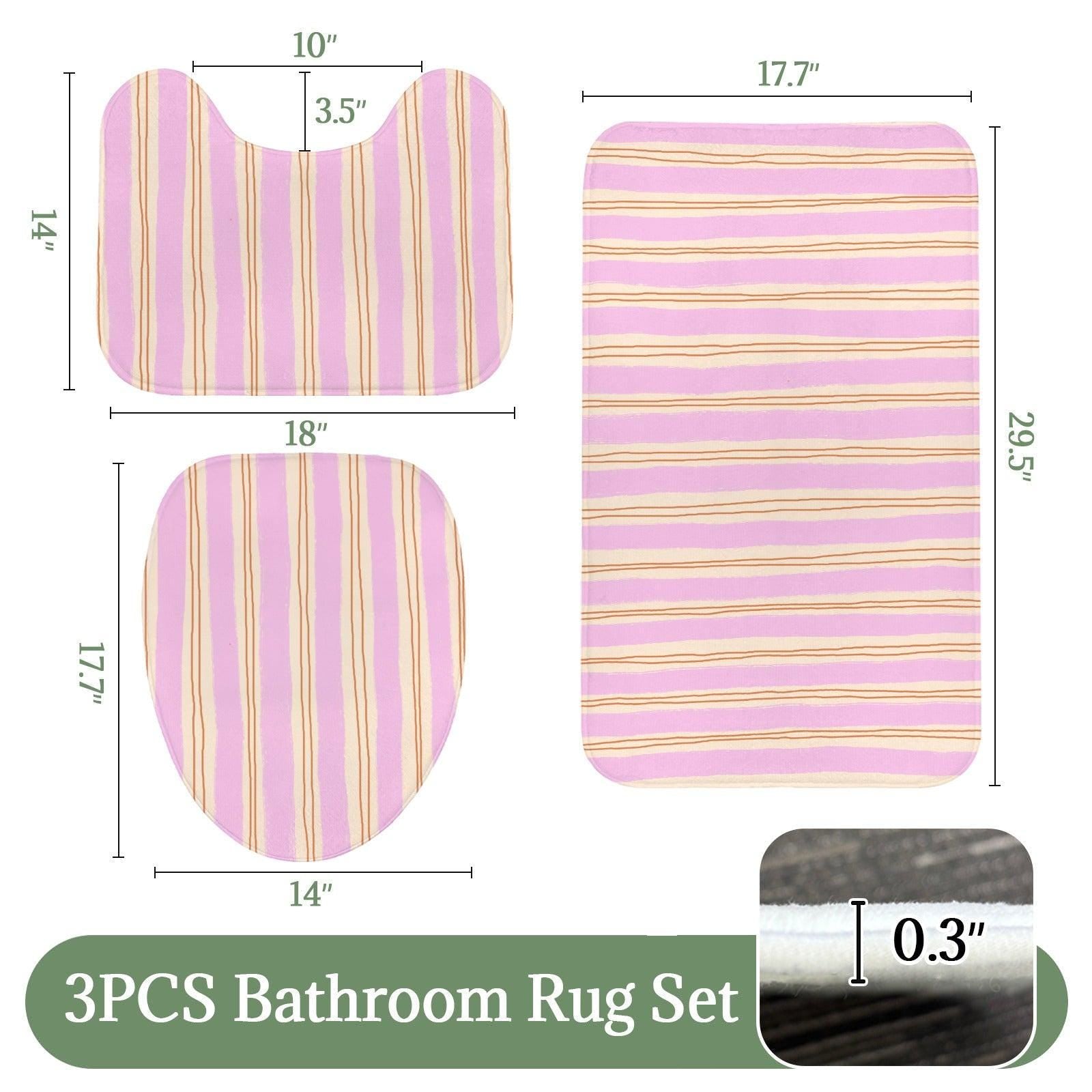 Pink Wavy Stripe Shower Curtain, Blush Cream Preppy Bathroom Decor