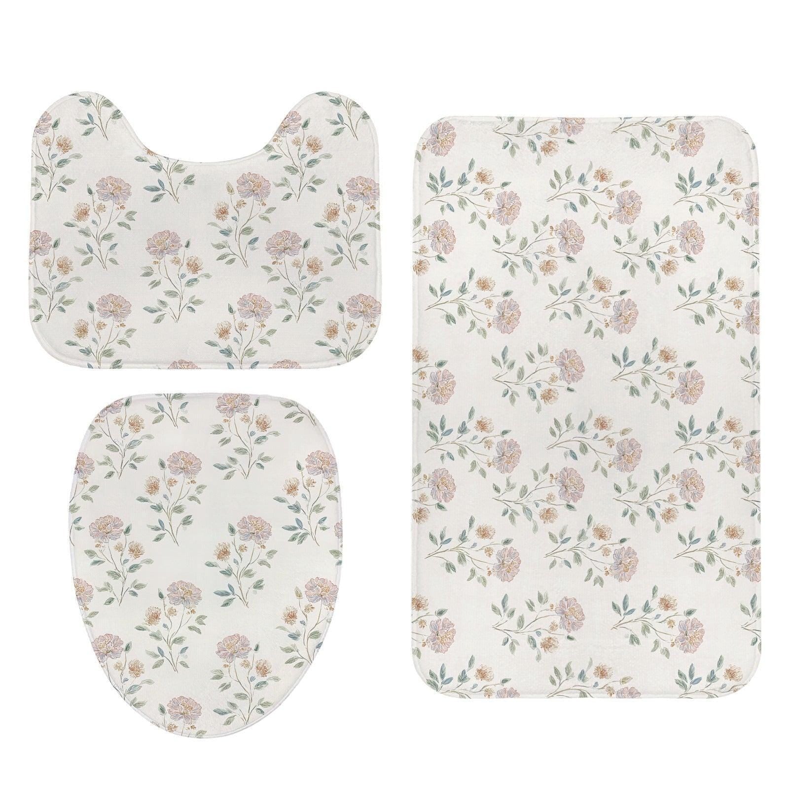 Neutral Floral Shower Curtain, Botanical Vine Bathroom Decor, Soft Romantic Bath Curtain