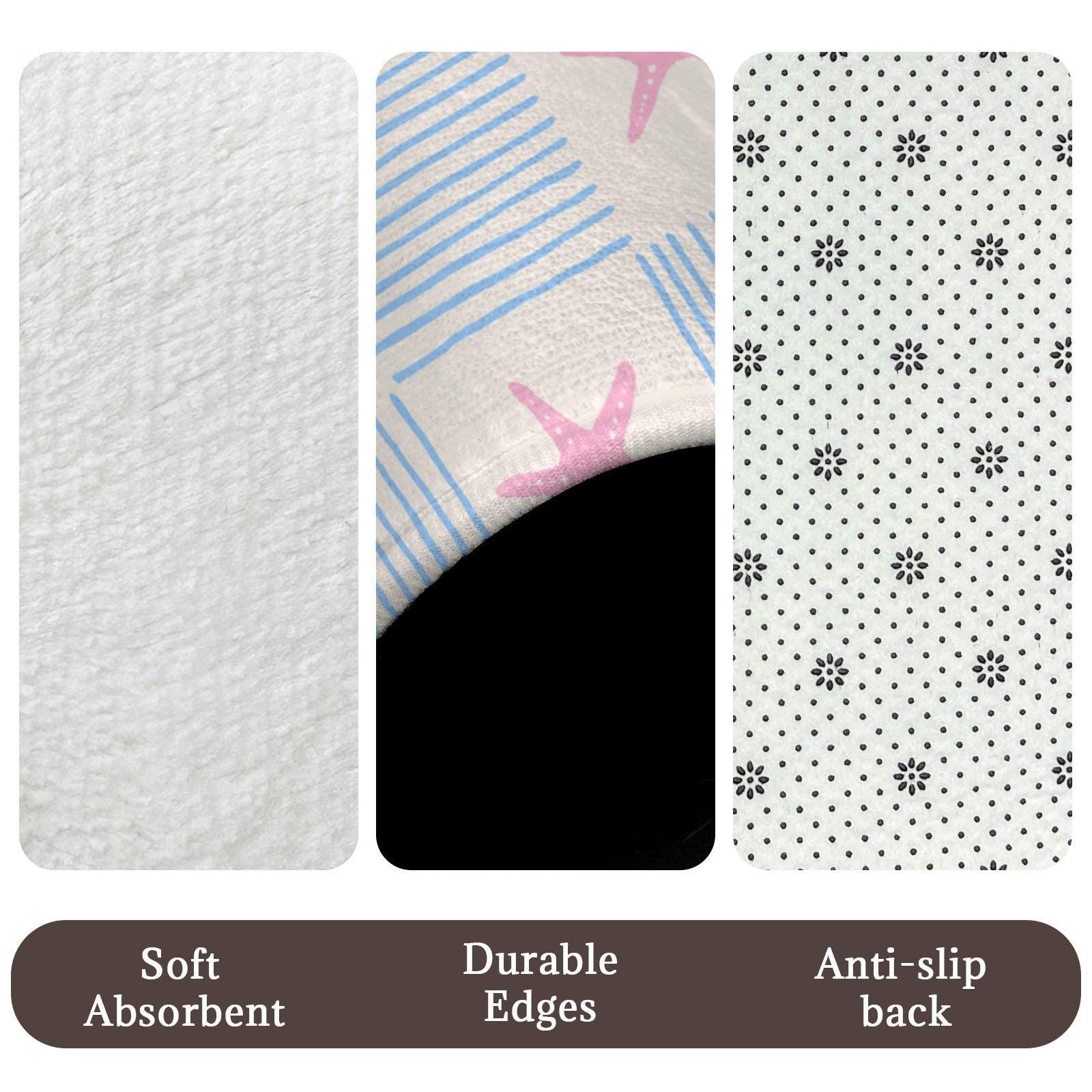 Pink Starfish Stripe Shower Curtain, Coastal Beach Bathroom Decor