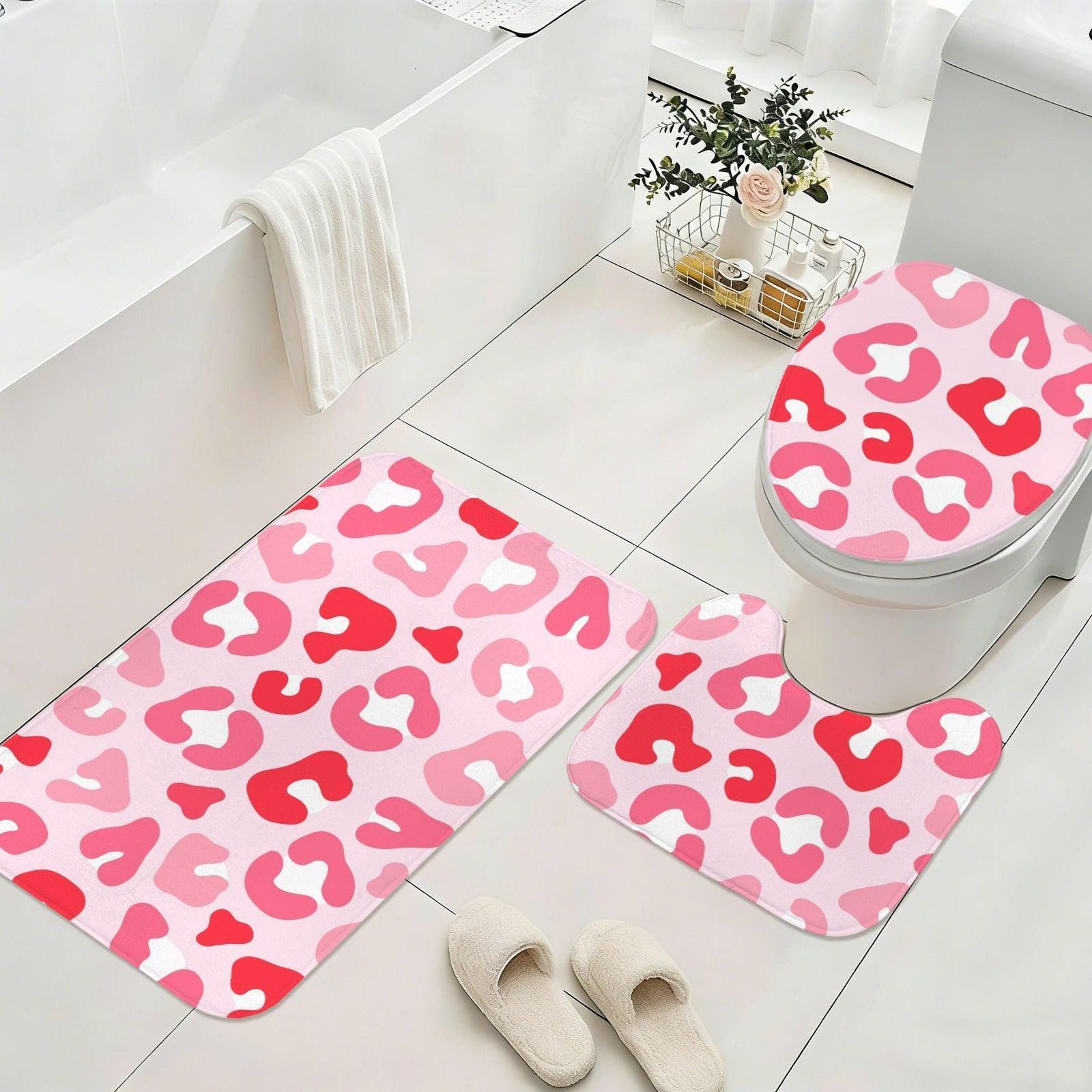 Pink Leopard Shower Curtain, Coquette Girly Animal Print Bath Decor