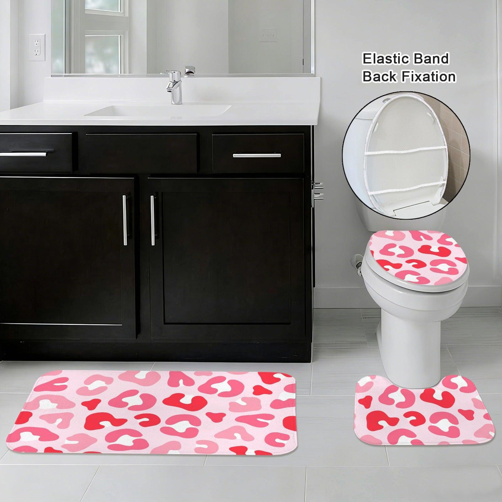 Pink Leopard Shower Curtain, Coquette Girly Animal Print Bath Decor