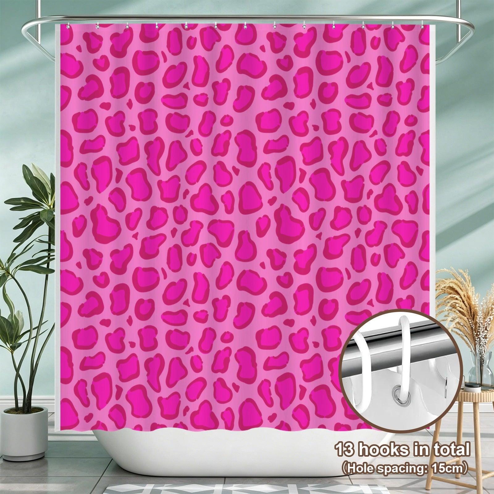 Pink Leopard Bathroom Rug Set, 3 Piece Girly Glam Animal Print Bath Mat