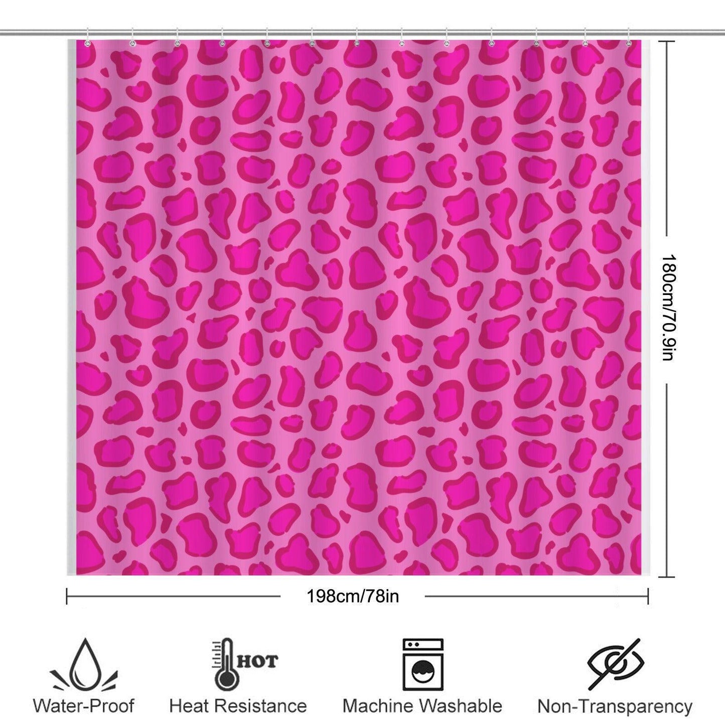 Pink Leopard Bathroom Rug Set, 3 Piece Girly Glam Animal Print Bath Mat